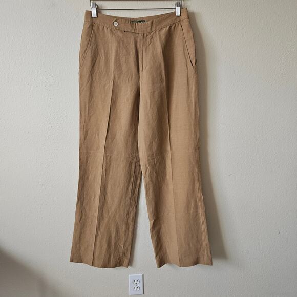 Lauren Ralph Lauren Silk Linen Relaxed Straight Pant 6 - Picture 1 of 8